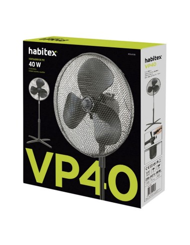 VENTILADOR PIE M. VP40. NEGRO. HABITEX.