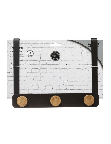 PERCHA P/PUERTA METAL/BAMBU 3 POM.NGRO.