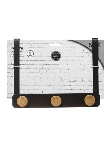 PERCHA P/PUERTA METAL/BAMBU 3 POM.NGRO.