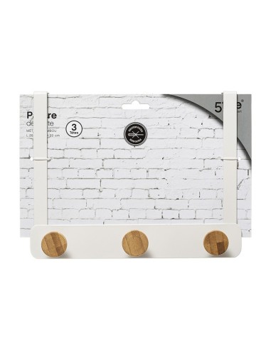 PERCHA P/PUERTA METAL/BAMBU 3 POM.BCO.