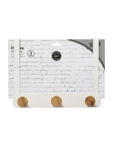 PERCHA P/PUERTA METAL/BAMBU 3 POM.BCO.