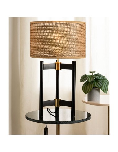 LAMPARA SOBREMESA LEVON RATAN / ACERO