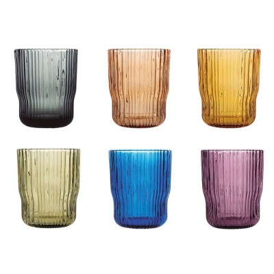 JUEGO 6 VASOS VIDRIO COLOR LYRIC 28 CL.