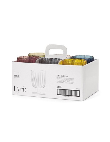 JUEGO 6 COPAS VIDRIO COLOR LYRIC 26 CL.