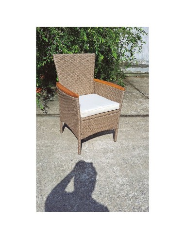 SILLÓN RATÁN/ACERO/MADERA. 2 UDS