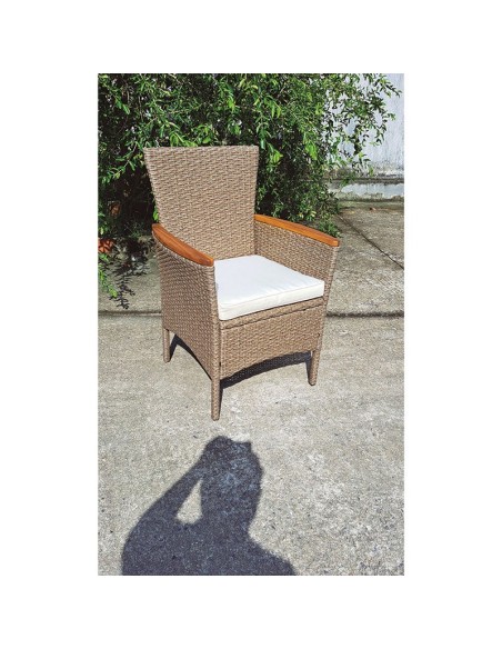 SILLÓN RATÁN/ACERO/MADERA. 2 UDS