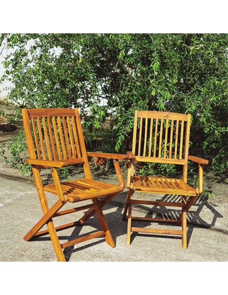 SILLA MADERA ACACIA C/BRAZOS. 2 UDS.