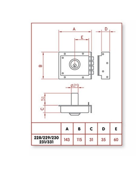 CERRADURA SOBR.Nº231 120MM.DCHA.JIS