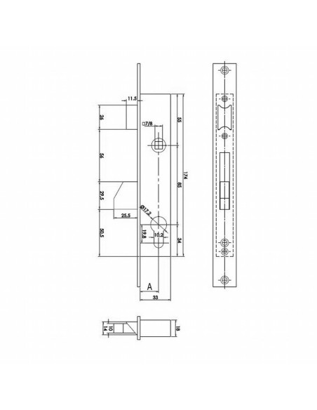 CERRADURA EMBUT.Nº2216 ENT.30 MM. TESA