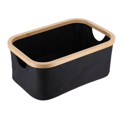 SERIE BAMBU/NEGRO. CESTA PLEG.38X26X16CM