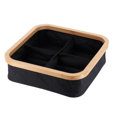 SERIE BAMBU/NEGRO. CESTA PLEG.30X30X9CM