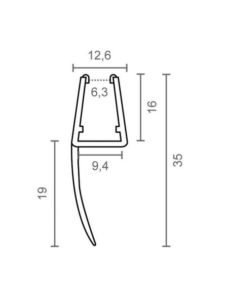 PERFIL MAMPARA JUNTA PF08 TRANSPA