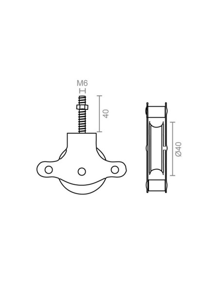 POLEA TENDER.RUEDA PLASTICO 40MM ZINCADO