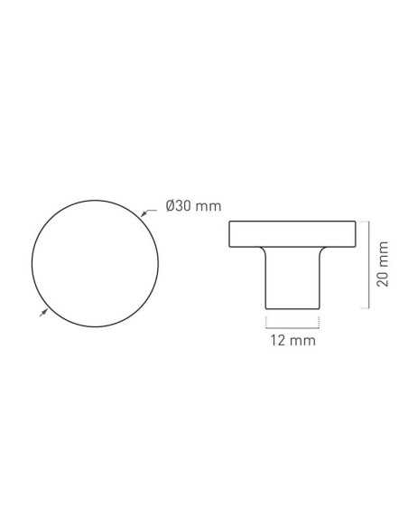 POMO ZAMAK 30 MM INOX MATE