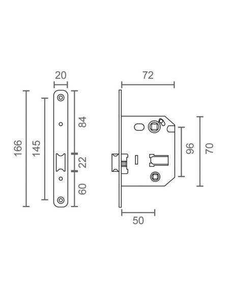 PICAPORTE UNIFICADO C/R  PCT01 70MM NS