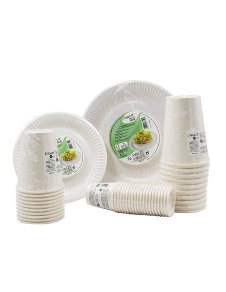 DISPLAY 10 PACKS 20 VASOS CT 8CL. BLANCO