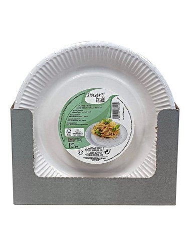 DISPLAY 15 PACKS 10 PLATOS 23CM. BLANCO