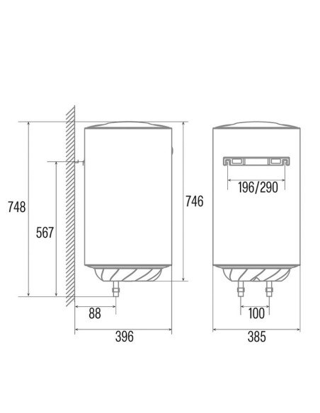 TERMO ELECTRICO EXT. REDONDO 50L VERTIC.