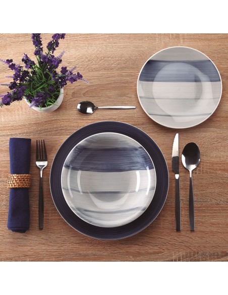 VAJILLA 18 PZAS. GRES LEANNE AZUL