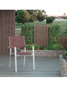 SILLA ALUMINIO/TEXTILENE. BRAZO MADERA