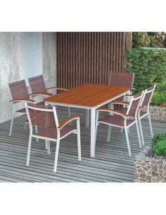 SILLA ALUMINIO/TEXTILENE. BRAZO MADERA 2