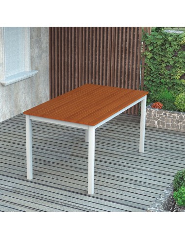 MESA ALUMINIO/MADERA 140X80XH75 CM