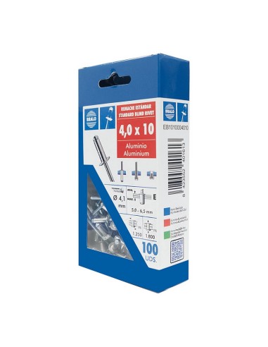 REMACHE ALUMINIO 4.0X10 ECOBLISTER 100UD