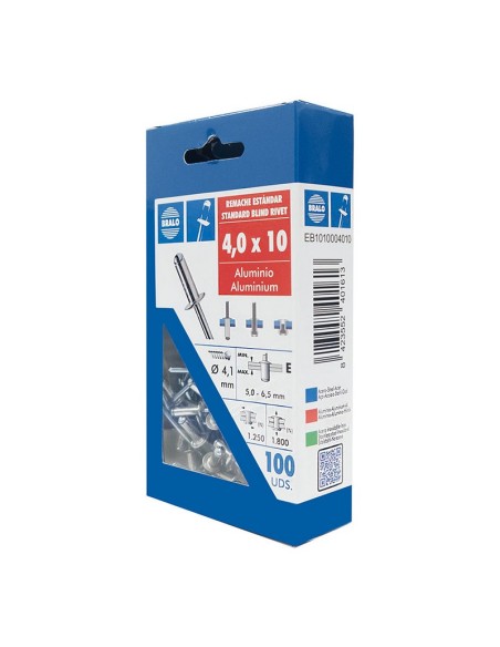 REMACHE ALUMINIO 4.0X10 ECOBLISTER 100UD