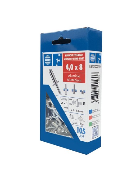 REMACHE ALUMINIO 4.0X8 ECOBLISTER 105UD