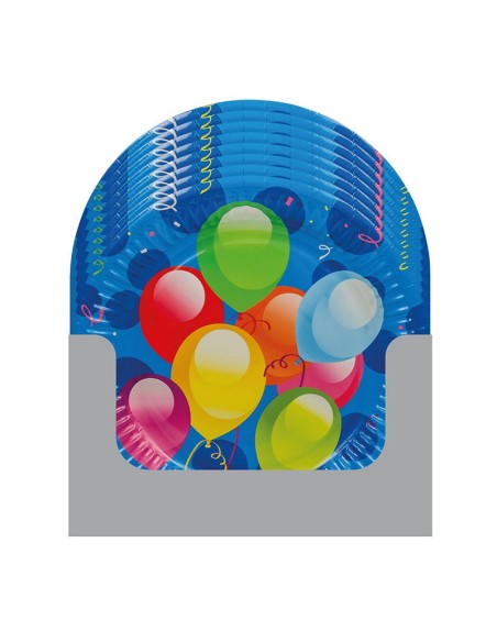 DISPLAY 12 PACKS 8 PLATOS 23CM. BALLOONS