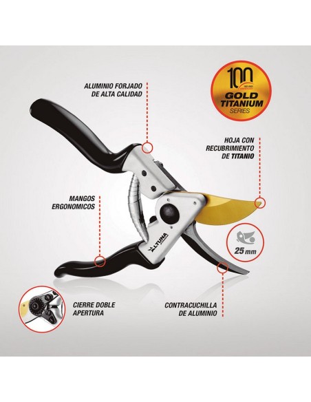 TIJERA PODA 1 MANO 22CM.BYPASS T114