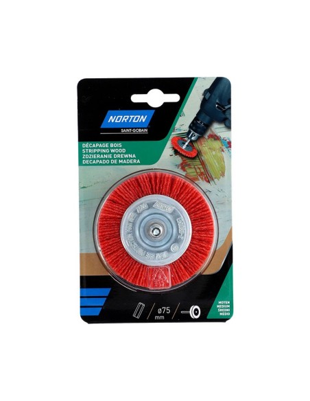 CEPILLO CIRCULAR NYLON ROJO 75MM.EJE 6MM