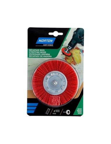 CEPILLO CIRCULAR NYLON ROJO 100MM.EJE 6