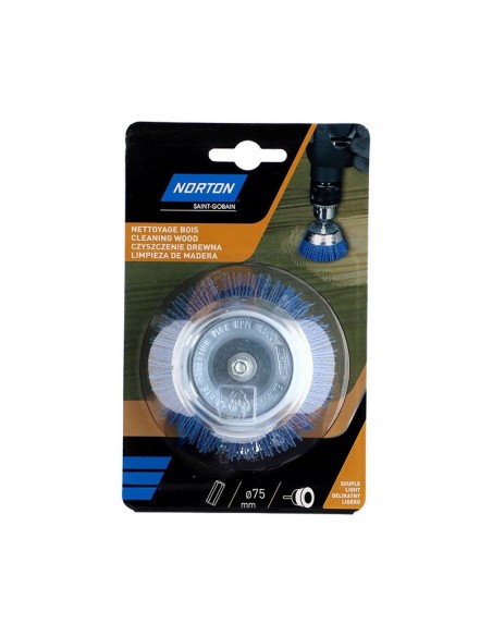 CEPILLO COPA NYLON AZUL 75MM.EJE 6 MM.