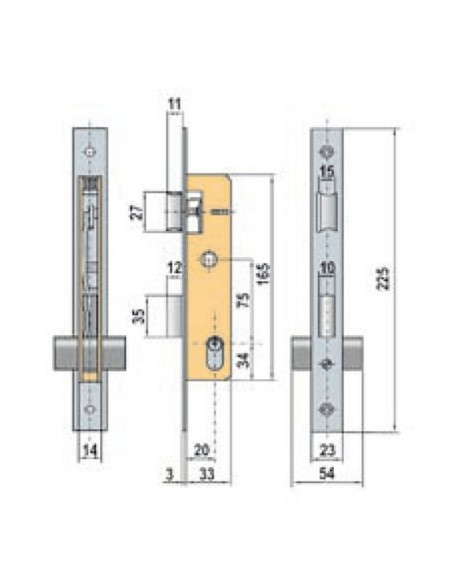 CERRADURA CARP.METALICA 5560N 75 MM.