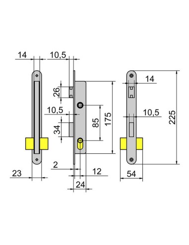 CERRADURA PUERTA METALICA 5550 85 MM