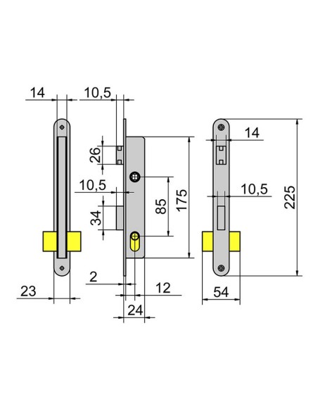 CERRADURA PUERTA METALICA 5550 85 MM