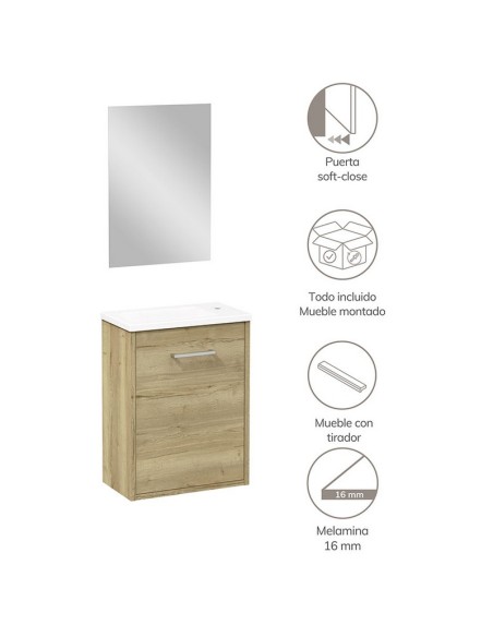 CONJUNTO LAVAM. ARTYSAN SLIM ROBLE CLARO