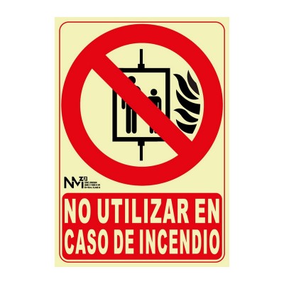 SEÑAL NO UT EN CASO DE INCEN. 210X300MM