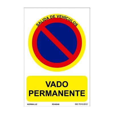 SEÑAL PROHIBID VADO PERMANENTE 210X300MM