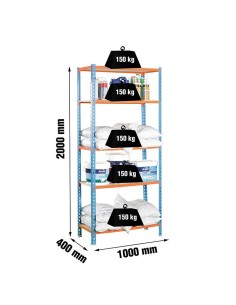 ESTANTERIA MAD 5 B AZUL/NJ 200x100X40 CM 2