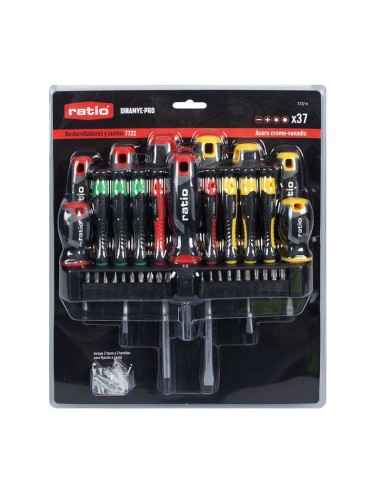 DESTORNILLADORES+PUNTAS 37 PZAS.RATIO