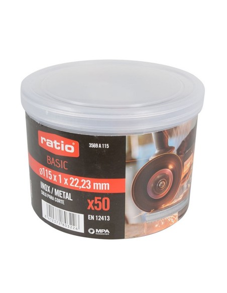 50 DISCOS CORTE INOX BASIC 115MM.RATIO