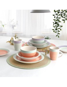 VAJILLA 18 PZAS. CORAL VERDE KALEIDO QD 2