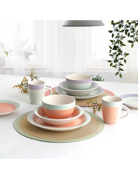 VAJILLA 18 PZAS. CORAL VERDE KALEIDO QD