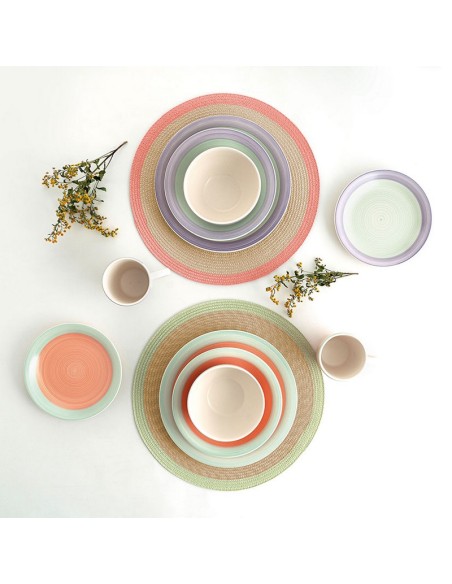 VAJILLA 18 PZAS. CORAL VERDE KALEIDO QD