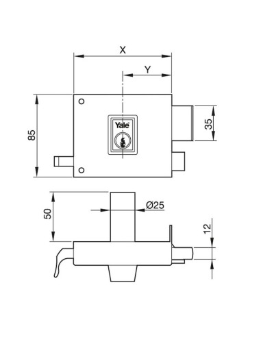 CERRADURA SOBR.12580DHP. DCHA.YALE