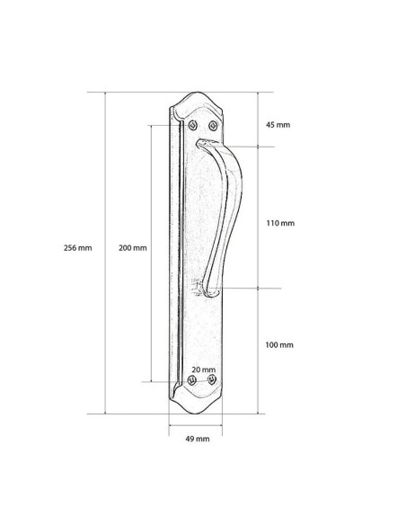 ASA CORTA C/PLACA. LATONADA. 49xh256 mm.
