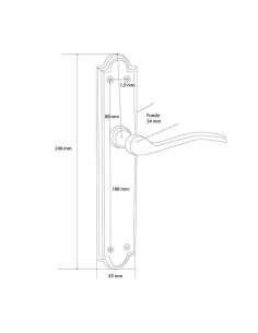 MANILLA C/PLACA.  LATÓN. 45xh242 mm. 2