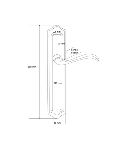 MANILLA C/PLACA LATÓN. 49xh270 mm.